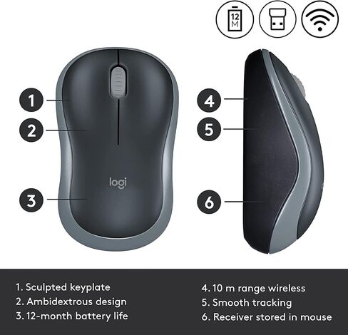 Logitech Wireless Mouse M185 (Swift Grey) in Saudi Arabia