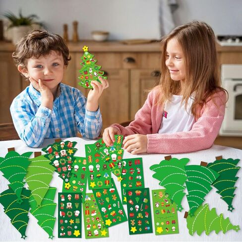 Treayes DIY Christmas Tree Craft Kit for Kids, Holiday Arts and Crafts Activity, Xmas Party Favors, Gifts for Toddlers Boys Girls, Classroom Decorations Supplies in Kuwait