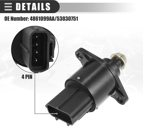 Motoforti Air Supply Idle Control Valve, Idle Air Control Valve, for Jeep Grand Cherokee 1999-2001, Metal, No.4861099AA/53030751 in Saudi Arabia