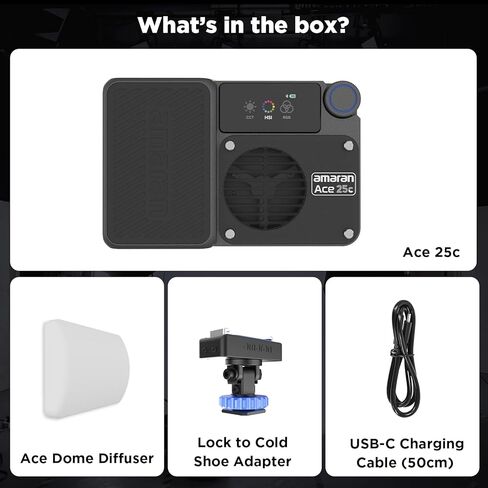 Amaran Ace 25c Pocket RGBWW LED Light, Boost Mode Up to 32W, Full-Color Mini Video Light (2,300-10,000K), 1,171 Lux@1m at 5,600K, 4500mAh Battery with PD Fast Charging for Mobile Creators (White) in Saudi Arabia