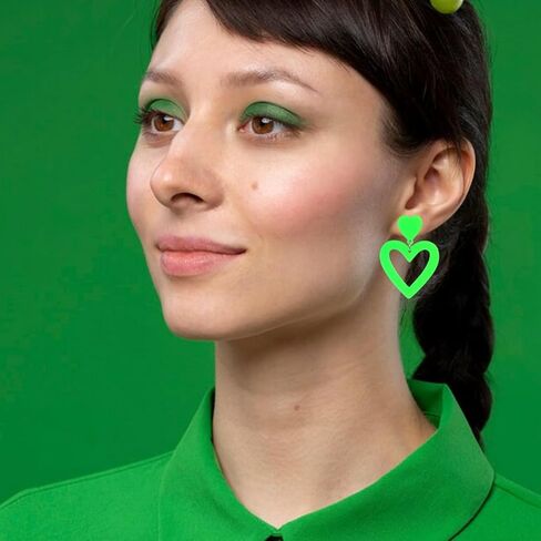 Bowitzki Double Heart Earrings Dangling Love Heart Shape Acrylic Drop Earrings Gift For Women Girls Valentine's Day Thanksgiving Day in Kuwait