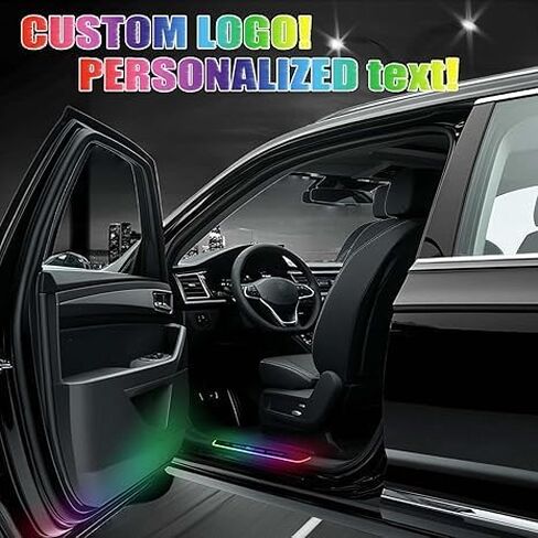 2 Pcs Led Door Sills for Car Magnetic, Custom Logo or Text, Auto-Sensing Welcome Lights, Applicable 99% of Models, 7 Colors, 28 Dynamic Modes, Led Car Door Lights No Installation Required in Saudi Arabia