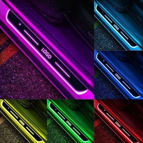 2 Pcs Led Door Sills for Car Magnetic, Custom Logo or Text, Auto-Sensing Welcome Lights, Applicable 99% of Models, 7 Colors, 28 Dynamic Modes, Led Car Door Lights No Installation Required in Saudi Arabia