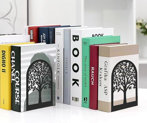 نهايات شجر معدنية غير قابلة للانزلاق، أرفف كتب شديدة التحمل، منظم كتب للأرفف، نهايات الكتب للكتب الثقيلة (فرع الطيور البيضاء، زوج واحد) in Saudi Arabia