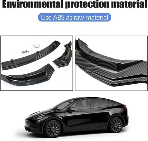 PACEWALKER for Tesla Model Y Front Bumper Lip Kit Car Glossy Mods Spoilers fit for 2017-2023 Tesla Model Y Accessories（MATTECARBON） in Kuwait