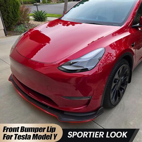 PACEWALKER for Tesla Model Y Front Bumper Lip Kit Car Glossy Mods Spoilers fit for 2017-2023 Tesla Model Y Accessories（MATTECARBON） in Kuwait