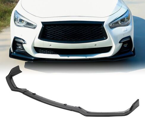 Front Bumper Spoiler Lip Compatible with 2018-2025 Infiniti Q50 Q50L Sport Model Splitter Spoiler Trim Protection, Gloss Black in Saudi Arabia