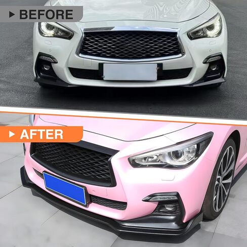 Front Bumper Spoiler Lip Compatible with 2018-2025 Infiniti Q50 Q50L Sport Model Splitter Spoiler Trim Protection, Gloss Black in Saudi Arabia