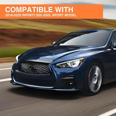 Front Bumper Spoiler Lip Compatible with 2018-2025 Infiniti Q50 Q50L Sport Model Splitter Spoiler Trim Protection, Gloss Black in Saudi Arabia