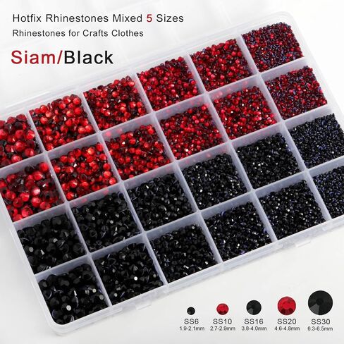 Crystal Hotfix Rhinestones Multi Sizes Kit, 14400 pcs Heat Fix Rhinestone for Bedazzling Clothes Crafts Mixed 5 Sizes with Wax Pencil, Tweezers and Spoon, SS6-SS30, Crystal in Saudi Arabia