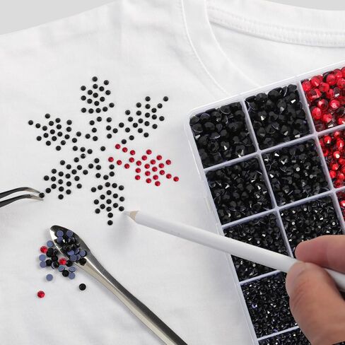 Crystal Hotfix Rhinestones Multi Sizes Kit, 14400 pcs Heat Fix Rhinestone for Bedazzling Clothes Crafts Mixed 5 Sizes with Wax Pencil, Tweezers and Spoon, SS6-SS30, Crystal in Saudi Arabia