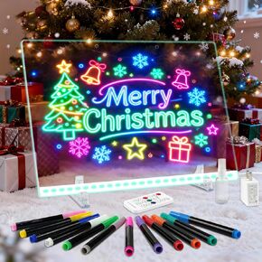 LED Note Board with 7 Colors, Lumiboard Drawing Board, 3 Modes & 7 Colors, Light Up Dry Erase Boards with 12 Markers, Soft Cloth, Hanging Chain, Writing Board for Home/Office/Decor in Saudi Arabia