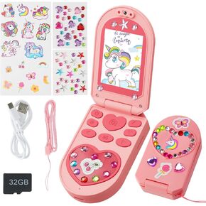 Kids Camera, 3-7 Years Old Girls Gifts, 2.0-inch Flip Phone Digital Camera with 32GB SD Card, DIY Stickers, 1080P Video, Games, Music Player, Christmas Birthday Toys Presents for Girls (Pink) in Saudi Arabia