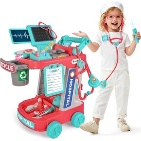 مجموعة الطبيب للأطفال، لعبة التظاهر الطبية عربة الطبيب، لعبة الطبيب للأطفال الصغار 3-5، زي عيد الميلاد وأعياد الميلاد، أفكار هدايا للأولاد والبنات in Kuwait