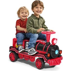 JOYLDIAS 2 مقاعد ركوب على القطار، 12 فولت لعبة ركوب للأطفال مع الموسيقى، قطار تزمير، أضواء، سرعة عالية/منخفضة وتخزين، سيارة كهربائية للأطفال من سن 3 سنوات فما فوق، أزرق in Kuwait