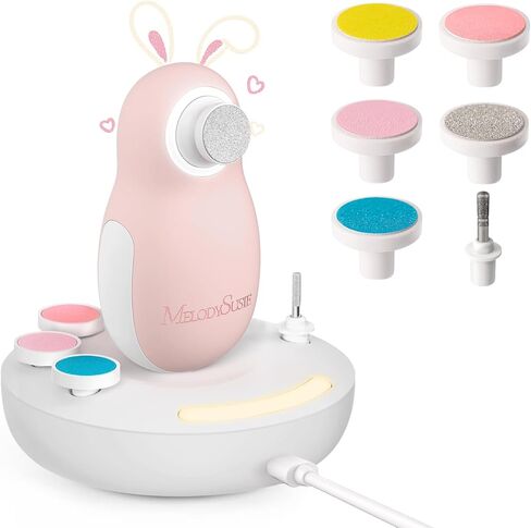 ماكينة تشذيب أظافر الأطفال الكهربائية من ميلوديسوزي، مبرد أظافر مغناطيسي قابل لإعادة الشحن مع ضوء ليلي، مجموعة مقصات أظافر الأطفال PC20F مع 6 وسادات لطيفة لحديثي الولادة والرضع والأطفال الصغار، أرجواني in Kuwait