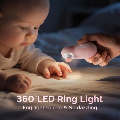 ماكينة تشذيب أظافر الأطفال الكهربائية من ميلوديسوزي، مبرد أظافر مغناطيسي قابل لإعادة الشحن مع ضوء ليلي، مجموعة مقصات أظافر الأطفال PC20F مع 6 وسادات لطيفة لحديثي الولادة والرضع والأطفال الصغار، أرجواني in Kuwait