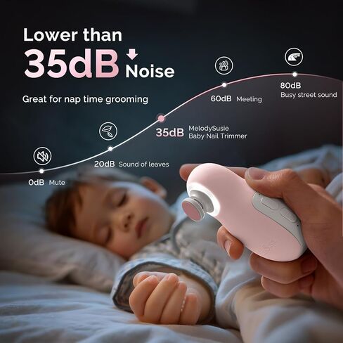 ماكينة تشذيب أظافر الأطفال الكهربائية من ميلوديسوزي، مبرد أظافر مغناطيسي قابل لإعادة الشحن مع ضوء ليلي، مجموعة مقصات أظافر الأطفال PC20F مع 6 وسادات لطيفة لحديثي الولادة والرضع والأطفال الصغار، أرجواني in Kuwait