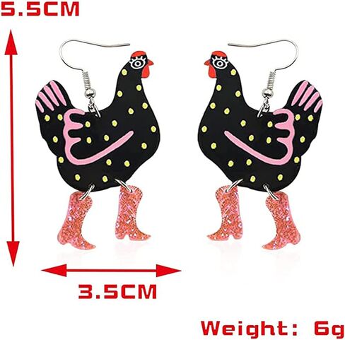 Christmas Earrings Acrylic Boot Chicken Earrings Colorful Funny Christmas Boots Rooster Chicken Dangle Earrings Farm Jewerly Gift For Women Girls in Kuwait