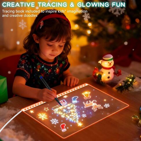 لوحة ملاحظات LED مع 7 ألوان، لوحة رسم Lumiboard، 3 أوضاع و7 ألوان، لوحات مسح جافة مضيئة مع 12 قلم تحديد، قماش ناعم، سلسلة تعليق، لوحة كتابة للمنزل/المكتب/الديكور in Saudi Arabia