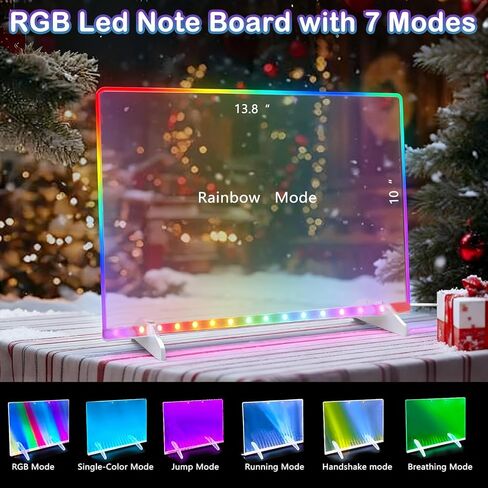 لوحة رسم LED بألوان قوس قزح RGB مع 7 أوضاع إضاءة و12 علامة للأطفال لتتبع رسالة كتابة الملاحظات، لوحة مسح جافة من الأكريليك مقاس 13.8 × 10 بوصة من Godeprot in Kuwait