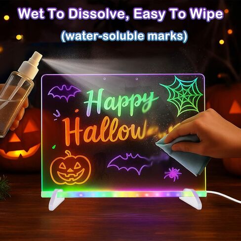 لوحة رسم LED بألوان قوس قزح RGB مع 7 أوضاع إضاءة و12 علامة للأطفال لتتبع رسالة كتابة الملاحظات، لوحة مسح جافة من الأكريليك مقاس 13.8 × 10 بوصة من Godeprot in Kuwait