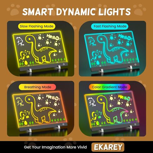 7-Color LED Drawing Board for Kids, 13.8"X9.8" Acrylic DIY Drawing Pad for Kids, Dry Erase Board with Touch Control, Doodle Glow, Night Light Message Note Sign Board with 7 Markers Home Christmas in Saudi Arabia