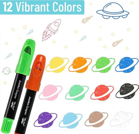 مستر بن - أقلام تلوين جامبو قابلة للالتواء، 12 عبوة، متعددة الألوان، أقلام تلوين غير سامة قابلة للغسل، هدية عيد الميلاد in Kuwait