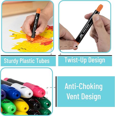 مستر بن - أقلام تلوين جامبو قابلة للالتواء، 12 عبوة، متعددة الألوان، أقلام تلوين غير سامة قابلة للغسل، هدية عيد الميلاد in Kuwait