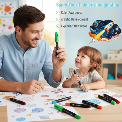 مستر بن - أقلام تلوين جامبو قابلة للالتواء، 12 عبوة، متعددة الألوان، أقلام تلوين غير سامة قابلة للغسل، هدية عيد الميلاد in Kuwait