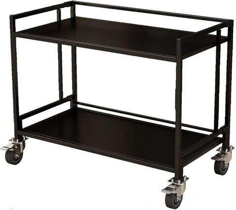 Foldable Vendor Display Carts on Wheels, 2 Tier Rolling Retail Booth Utility Trolley for Street Vending/Home Storage/Party Decoration, Freestanding Metal Shelf Rack(Black,110x60CM(43 2/7 x23 3/5 in) in Saudi Arabia