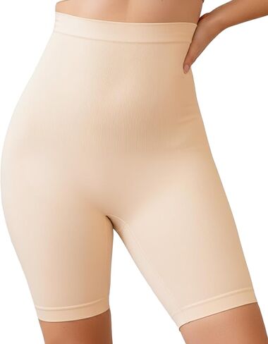 High Waisted Body Shaper Shorts Shapewear for Women Tummy Control Thigh Slimming Technology (Beige, M/L) in Saudi Arabia