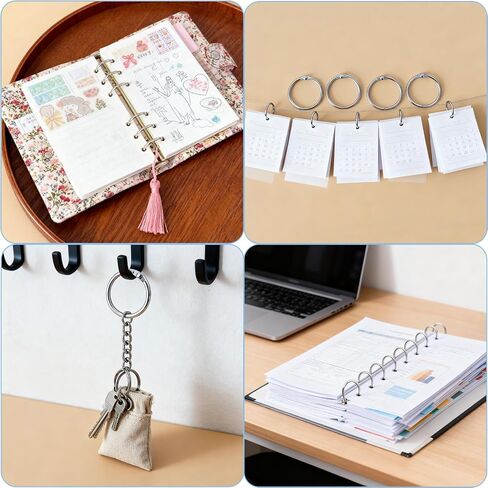 50pcs 1 inch Metallic Binder Rings for Index Cards Flashcards with 1/4 Single Hole Punch, Small Colorful Metal Steel Book Notebook Paper Rings Keychain Key Rings for School Office Home(Colorful) in Saudi Arabia