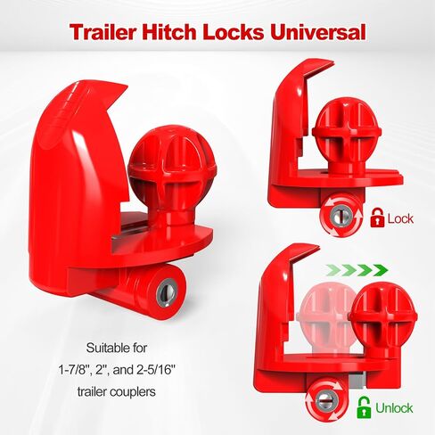 Trailer Hitch Lock, RV Tongue Lock for Travel Trailers, Adjustable Anti-Theft Coupler Lock, Keyed Alike, Fits 1-7/8", 2", 2-5/16" - Heavy Duty Trailer Lock for Boat & RV Trailers in Saudi Arabia