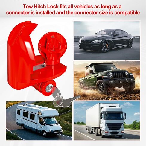 Trailer Hitch Lock, RV Tongue Lock for Travel Trailers, Adjustable Anti-Theft Coupler Lock, Keyed Alike, Fits 1-7/8", 2", 2-5/16" - Heavy Duty Trailer Lock for Boat & RV Trailers in Saudi Arabia