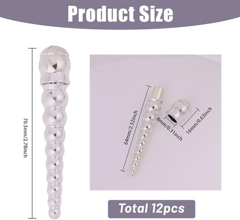 CHGCRAFT 12Sets Bolo Tie End Cap Silver Bolo Tie Tips Alloy Cord Ends Accessories Replacement for Clothes Decoring Sweater Chain Bracelet DIY Crafts Making Findings, 2.52inch in Saudi Arabia