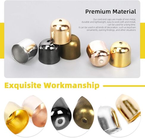 Mardatt 345PCS 7Sizes KC Gold Cord End Caps Kit, Tassel Leather Cords Buckle End Tip Cap, Suede Fiber Crimps End Caps for DIY Crafts Tassel Necklace Making Supplies in Kuwait