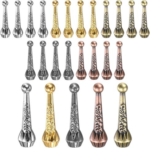 PATIKIL Bolo Tie Tips, 20Pcs 1.3 Inch Long Alloy Bolo Tie Supplies Replacement Cord End Caps 4mm Diameter for DIY Crafts Clothes Decor, Gold/Black/Copper/Red Bronze/Dark Silver in Saudi Arabia