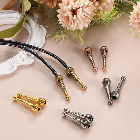 PATIKIL Bolo Tie Tips, 20Pcs 1.3 Inch Long Alloy Bolo Tie Supplies Replacement Cord End Caps 4mm Diameter for DIY Crafts Clothes Decor, Gold/Black/Copper/Red Bronze/Dark Silver in Saudi Arabia