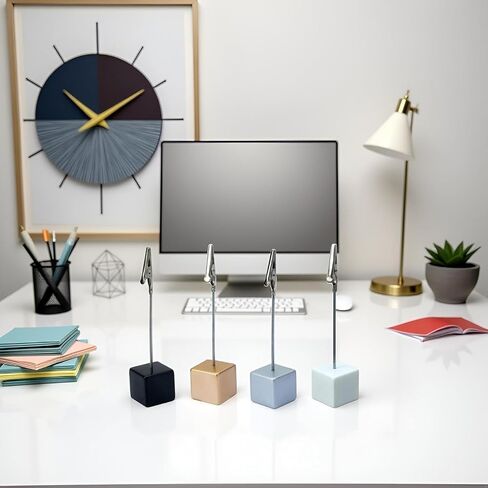 4 Pcs Memo Clip Holders Stand with Alligator Clasp Pictures Card Paper Note Clip for Office Home Use, Paper Stand for Desk, School Office Memo Holders in Saudi Arabia