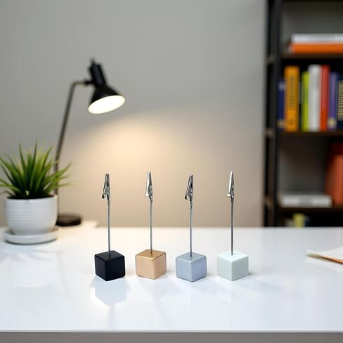 4 Pcs Memo Clip Holders Stand with Alligator Clasp Pictures Card Paper Note Clip for Office Home Use, Paper Stand for Desk, School Office Memo Holders in Saudi Arabia