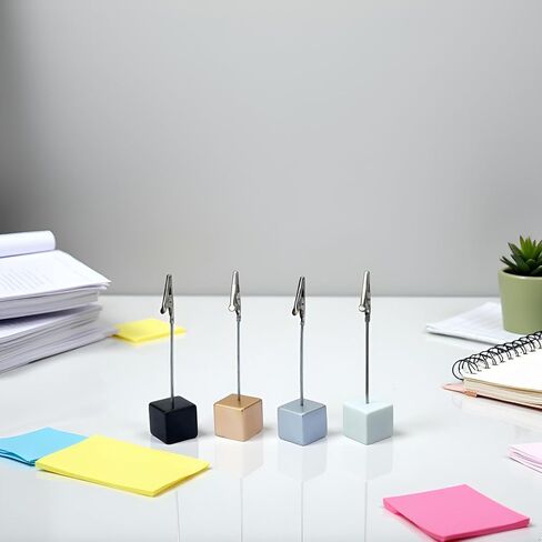 4 Pcs Memo Clip Holders Stand with Alligator Clasp Pictures Card Paper Note Clip for Office Home Use, Paper Stand for Desk, School Office Memo Holders in Saudi Arabia