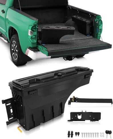 SCITOO Truck Bed Storage Tool Box Fit 180° Rotating For Chevrolet Silverado 1500 2019-2022, For GMC Sierra 1500 2019-2022 Left Side Waterproof Black in Kuwait
