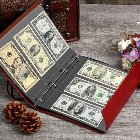 35-Page Money Binder Refill Sheets - 3-Pocket Dollar Bill Sleeves for Collectors | Non-PVC Currency Album Pages Holds US & Foreign Paper Money, Banknotes in Saudi Arabia