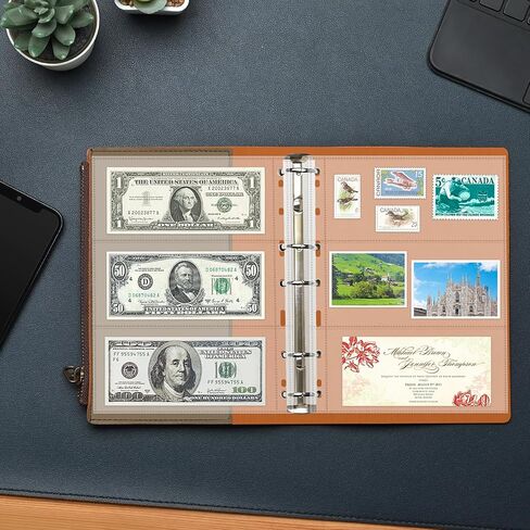 35-Page Money Binder Refill Sheets - 3-Pocket Dollar Bill Sleeves for Collectors | Non-PVC Currency Album Pages Holds US & Foreign Paper Money, Banknotes in Saudi Arabia