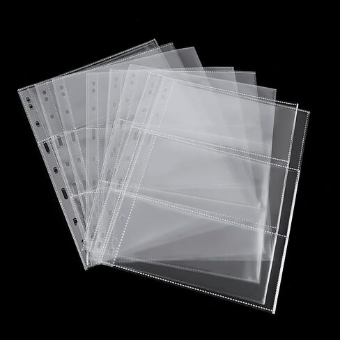 35-Page Money Binder Refill Sheets - 3-Pocket Dollar Bill Sleeves for Collectors | Non-PVC Currency Album Pages Holds US & Foreign Paper Money, Banknotes in Saudi Arabia