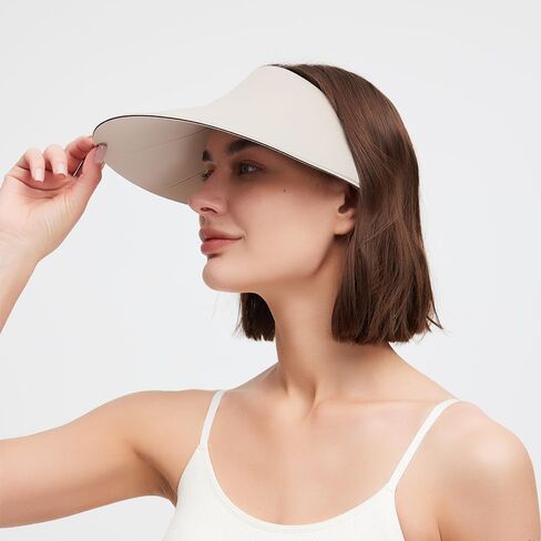 Sun Visors for Women Wide Brim Summer UV Protection Foldable Sun Hat UPF 50+ Beach Cap SNH5M133T in Kuwait