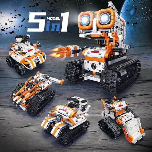 5 in 1 STEM Robotics Building Kit, 560 PCS APP/Remote Control Robot Toy Building Block Sets, Compatible with Lego Robot Control & Programming, Coding Robotic Toys Birthday Great Gifts for Boys 8-14 in Saudi Arabia