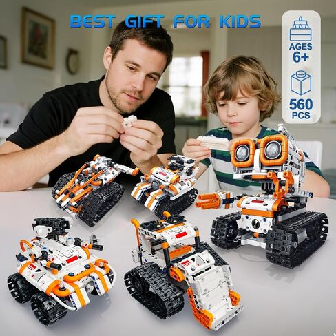5 in 1 STEM Robotics Building Kit, 560 PCS APP/Remote Control Robot Toy Building Block Sets, Compatible with Lego Robot Control & Programming, Coding Robotic Toys Birthday Great Gifts for Boys 8-14 in Saudi Arabia