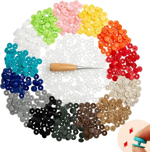 GTAAOY 140Set Plastic Snaps,T5 Snaps No Need Tools, No-Sew Buttons for Crafts Cloth Diaper Bibs（14 Colors in Saudi Arabia